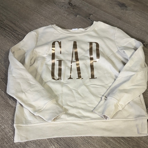 GAP Sweaters - GAP Cream Sweatshirt with Metallic Bronze Logo